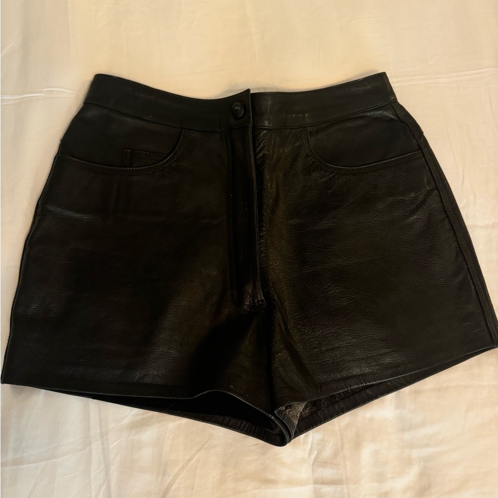 Vintage 80s black leather shorts